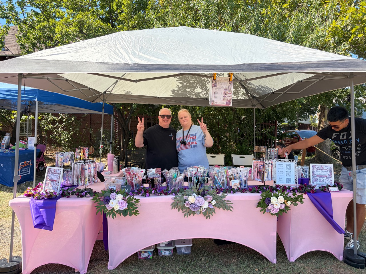 Christina and her handmade gifts at a Sacramento market